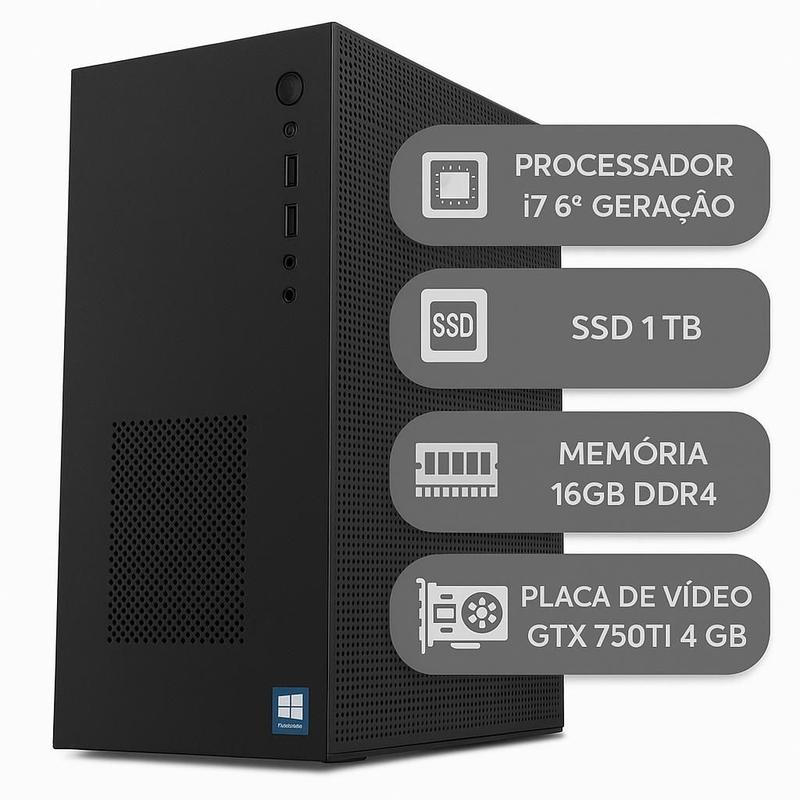 Computador Completo i7 6 geracao 16gb, placa de video GTX 750TI